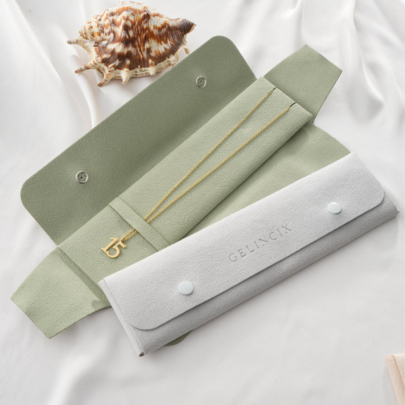 25pcs Necklace Pouches Anti Tangle 6x22cm, Vegan Suede Chain Bags Bulk, Jewelry Brand Shipping Packaging