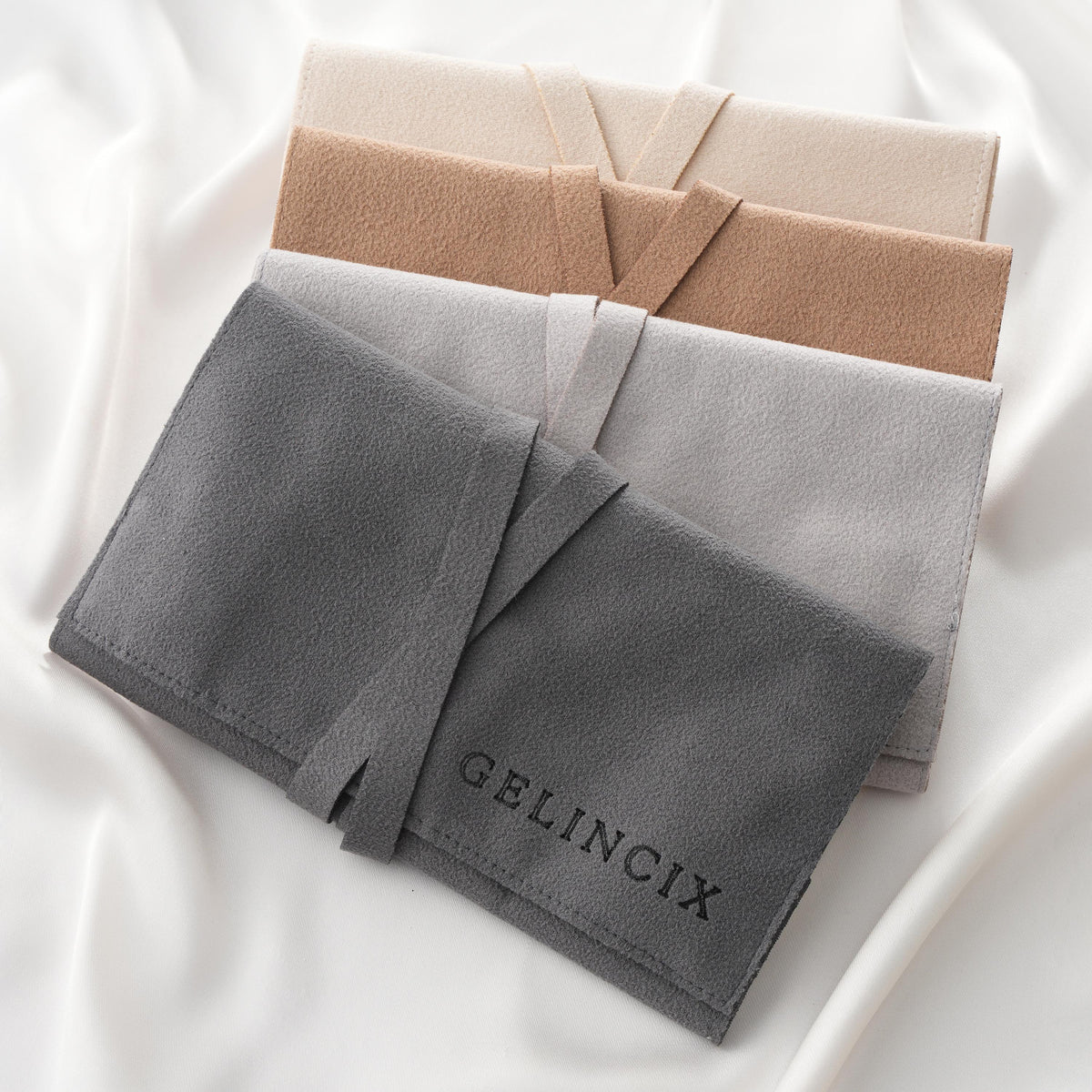 10pcs Jewelry Roll Organizers Wholesale, Vegan Suede Travel Cases with Logo Option, Boutique Resale Stock