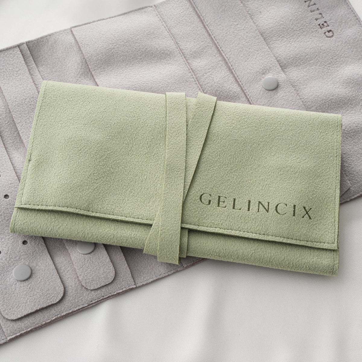 10pcs Jewelry Roll Organizers Wholesale, Vegan Suede Travel Cases with Logo Option, Boutique Resale Stock