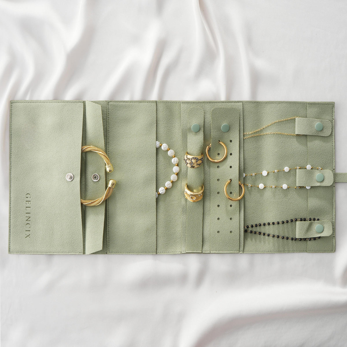 10pcs Jewelry Roll Organizers Wholesale, Vegan Suede Travel Cases with Logo Option, Boutique Resale Stock