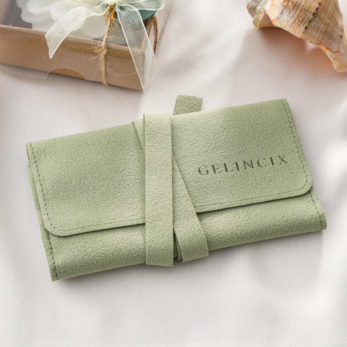 10pcs Travel Jewelry Rolls 19x12cm Wholesale, Anti Tangle Necklace Ring Cases, Vegan Suede Resale Pack