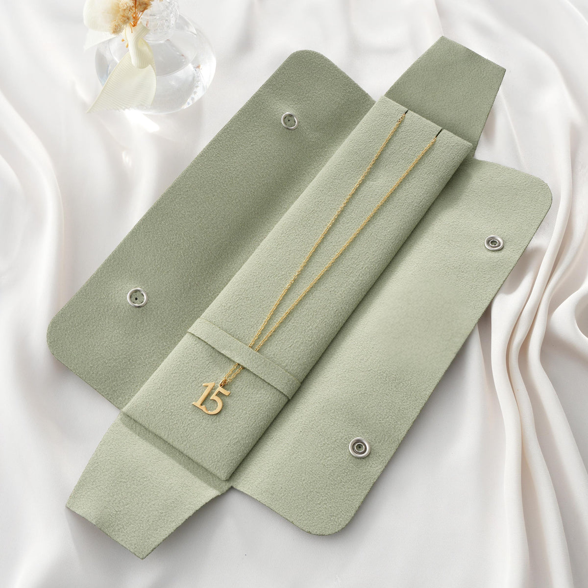 25pcs Necklace Pouches Anti Tangle 6x22cm, Vegan Suede Chain Bags Bulk, Jewelry Brand Shipping Packaging