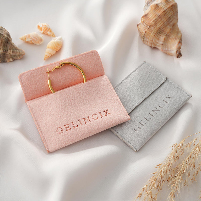 50pcs Bracelet Pouches Bulk 8x6cm, Custom Logo Suede Jewelry Bags, Branded Packaging for Small Business
