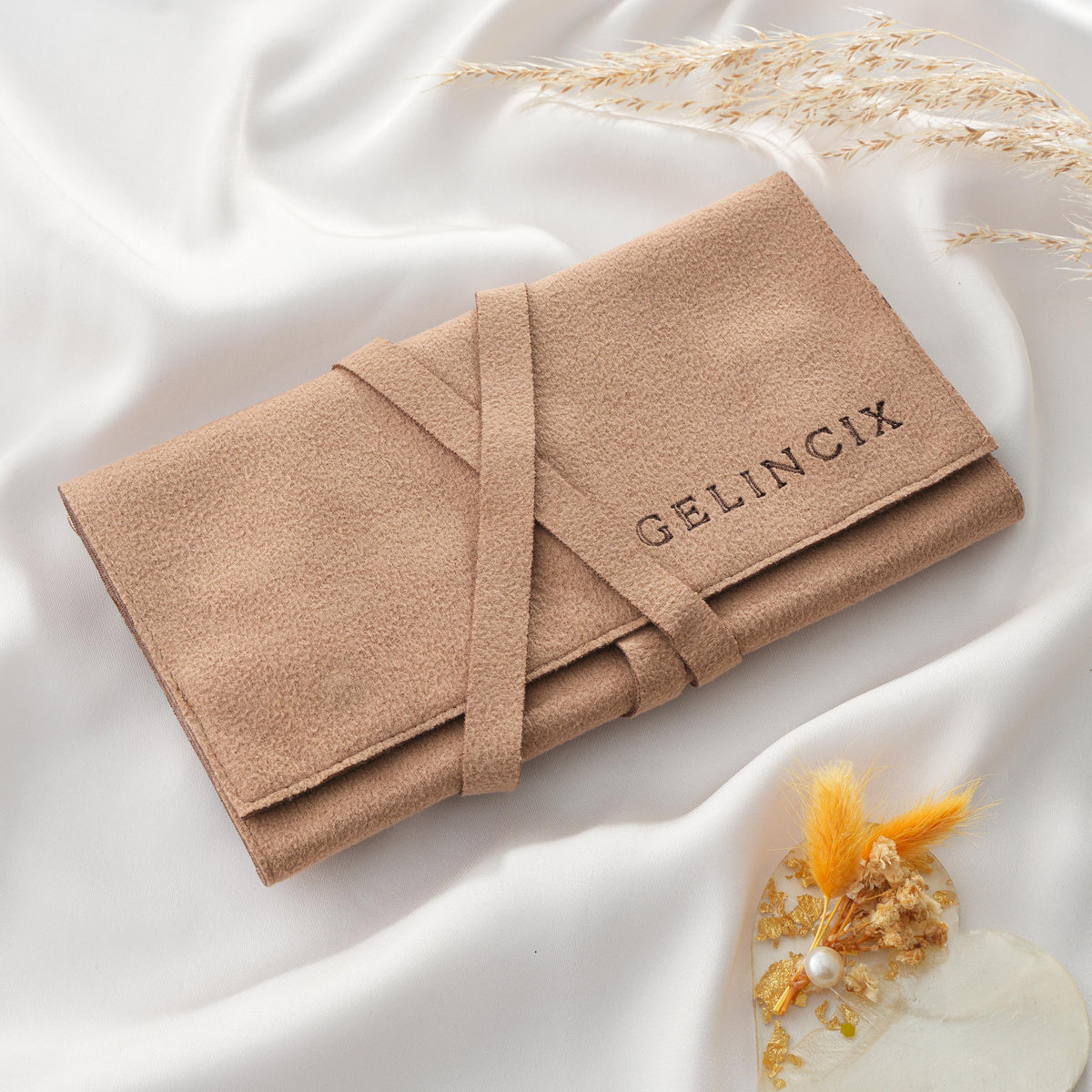 10pcs Jewelry Roll Organizers Wholesale, Vegan Suede Travel Cases with Logo Option, Boutique Resale Stock