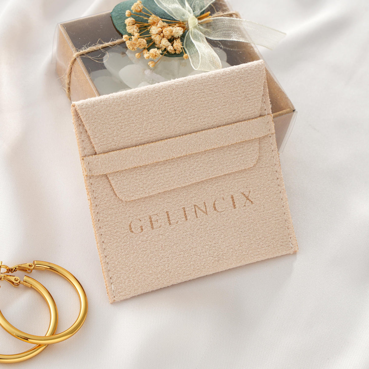 50pcs Boutique Packaging Bags 8x7.5cm, Soft Vegan Suede Jewelry Pouches, Custom Branded Gift Bags Bulk