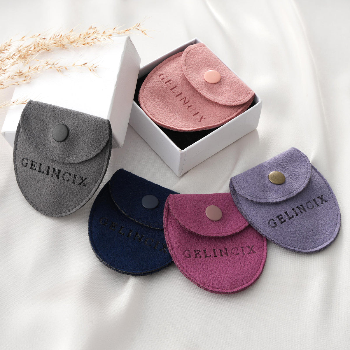 50pcs Earring and Ring Pouches Bulk 6x6cm, Custom Logo Vegan Suede Bags, Small Jewelry Packaging for Boutiques
