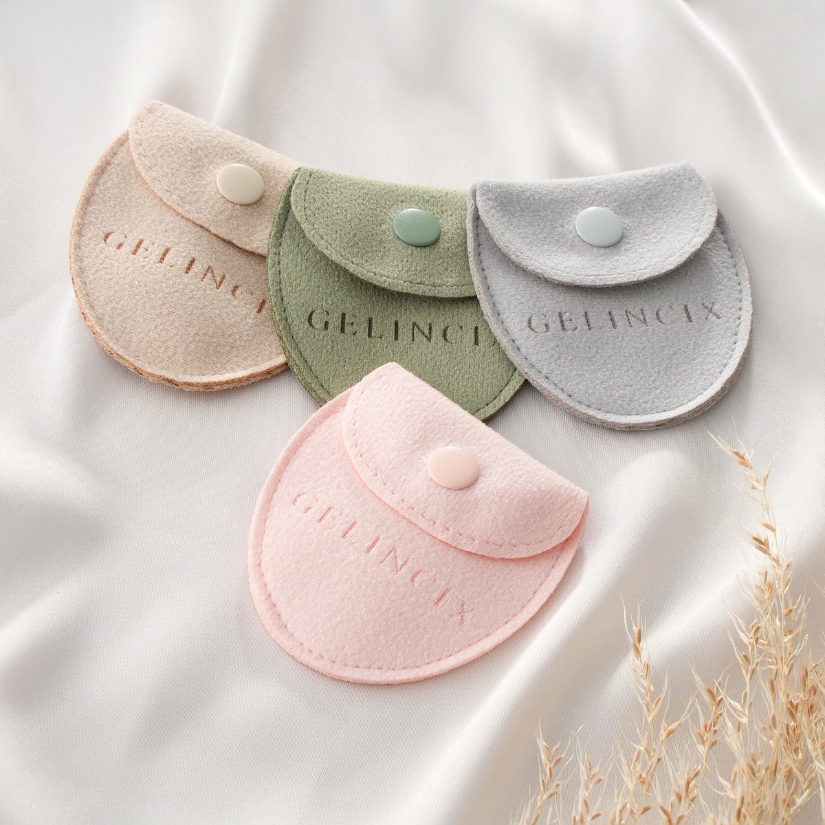 50pcs Earring and Ring Pouches Bulk 6x6cm, Custom Logo Vegan Suede Bags, Small Jewelry Packaging for Boutiques