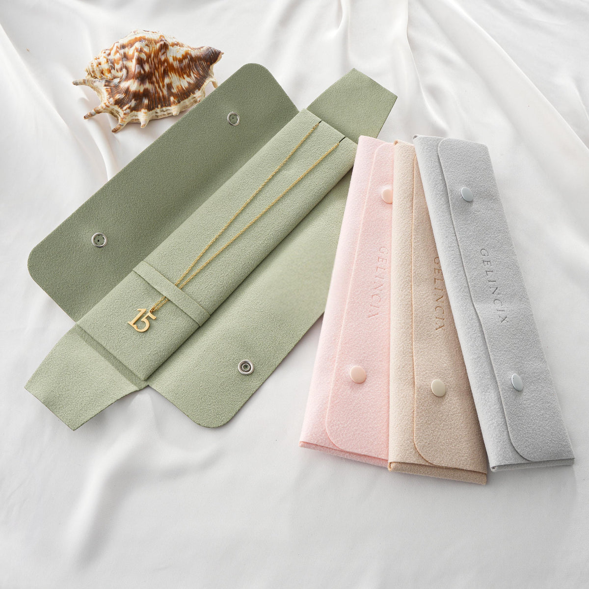 25pcs Necklace Pouches Anti Tangle 6x22cm, Vegan Suede Chain Bags Bulk, Jewelry Brand Shipping Packaging
