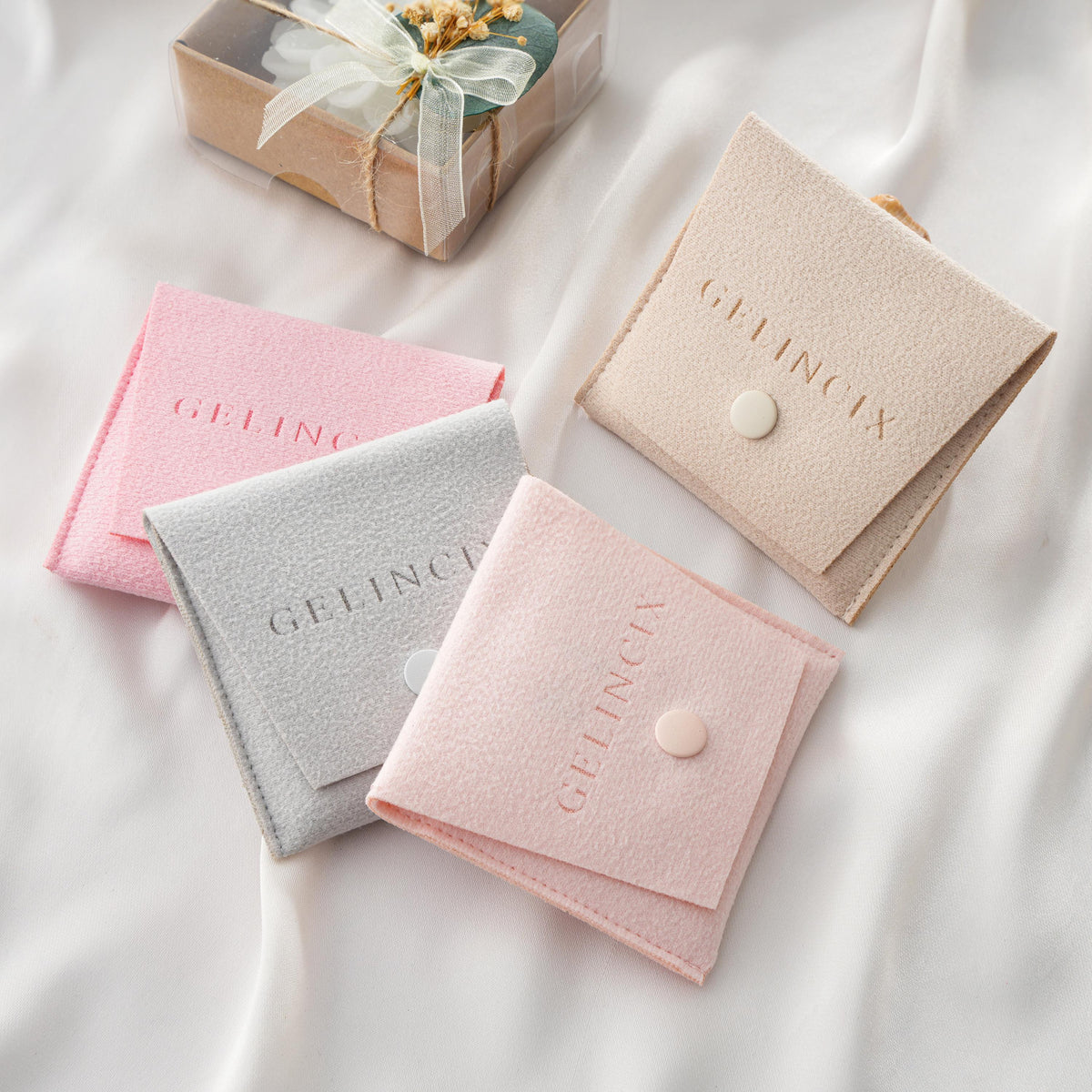 50pcs Handmade Jewelry Gift Bags 8x7.5cm, Soft Pouches for Small Business Packaging, Made in Turkey Bulk