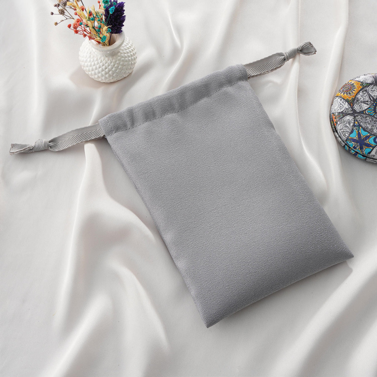 50pcs Satin Hair Accessory & Jewelry Bags, Custom Logo Drawstring Pouches for Small Business, Bulk