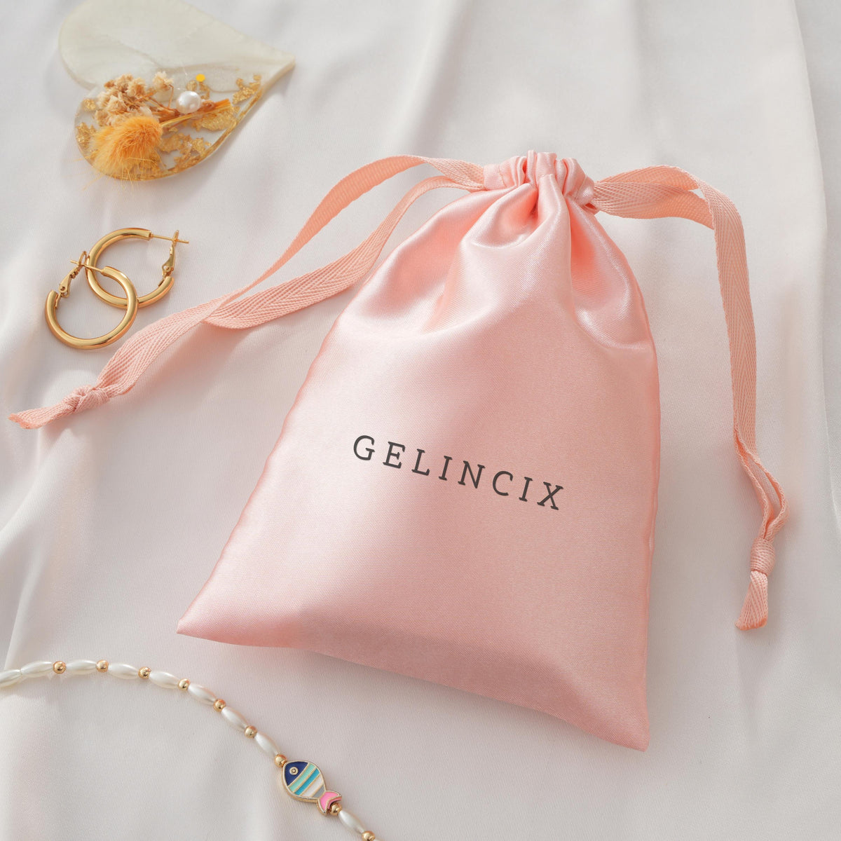 50pcs Pink Satin Drawstring Bags, Bridesmaid Proposal Gift Pouches Bulk, Custom Boutique Packaging