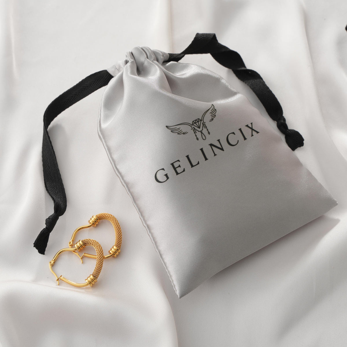 50pcs Satin Ribbon Tie Jewelry Pouches, Custom Logo Gift Packaging Bags, Elegant Small Business Supplies