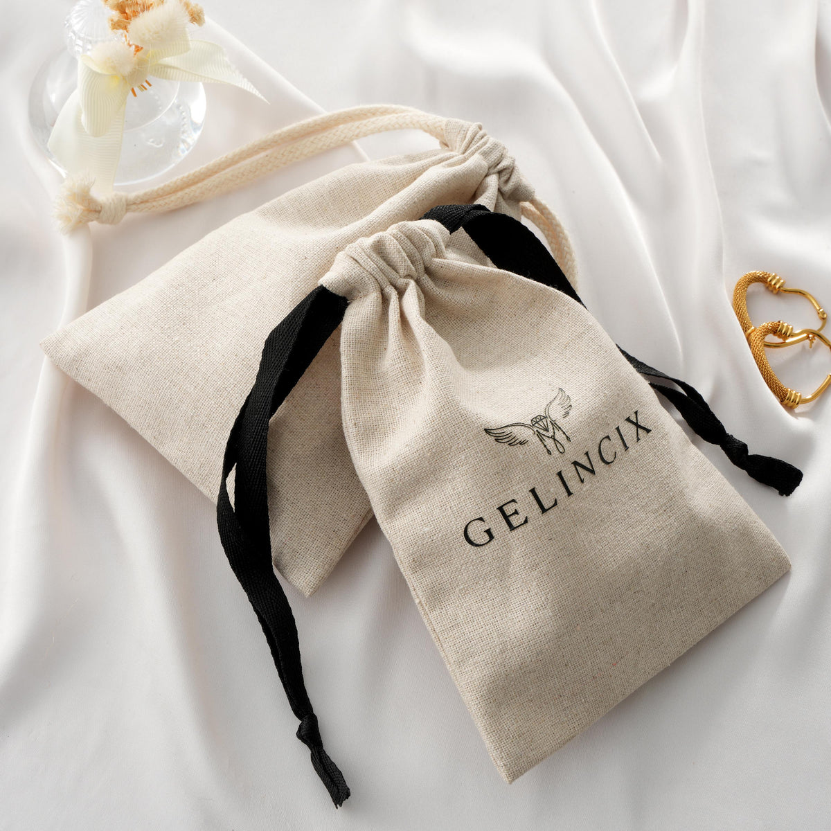 50pcs Eco Friendly Packaging Bags, Natural Linen Drawstring Pouches Custom Logo, Sustainable Gift Bags Bulk