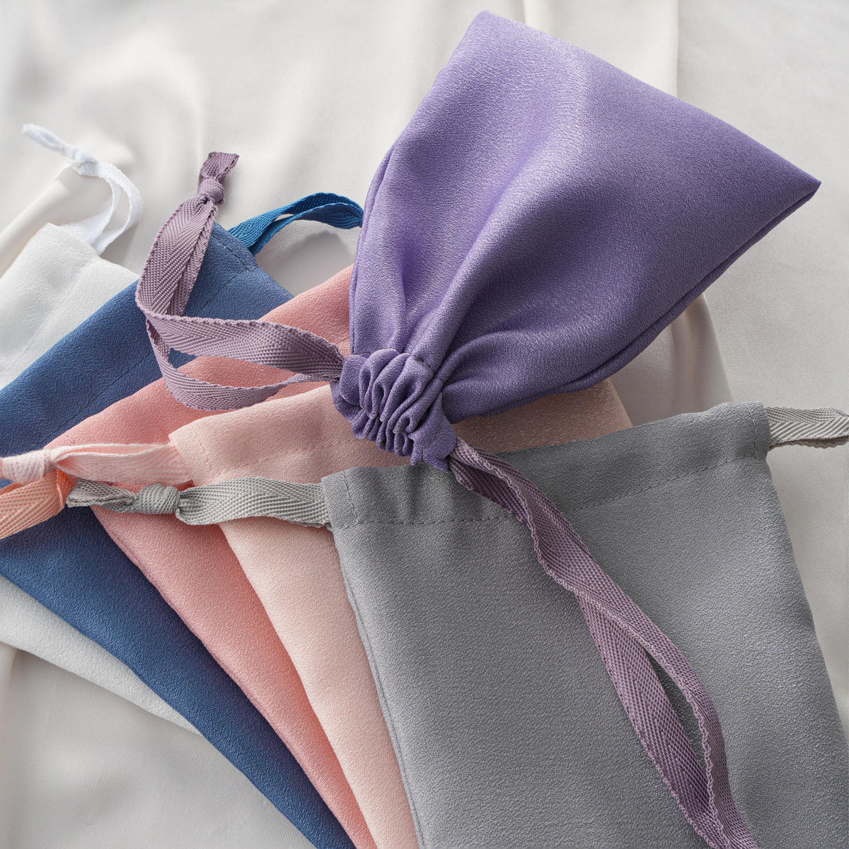 50pcs Satin Hair Accessory & Jewelry Bags, Custom Logo Drawstring Pouches for Small Business, Bulk