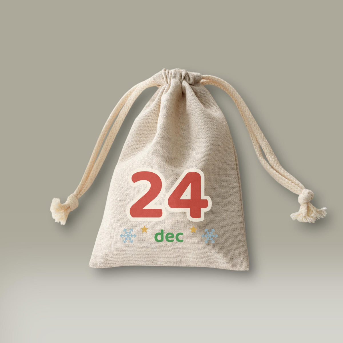 Linen Advent Calendar Bags Set of 24 for Kids, Reusable Christmas Countdown Drawstring Pouches, Custom Logo
